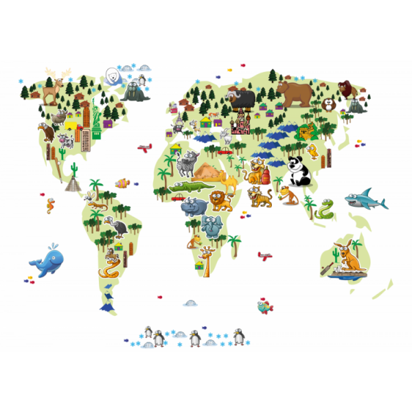 Animal World Map Canvas